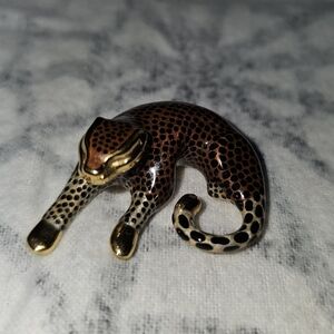 AMAZING SLC POLISHED 14K YELLOW GOLD ENAMEL LEOPARD FIGURAL SLIDE CHARM PENDANT